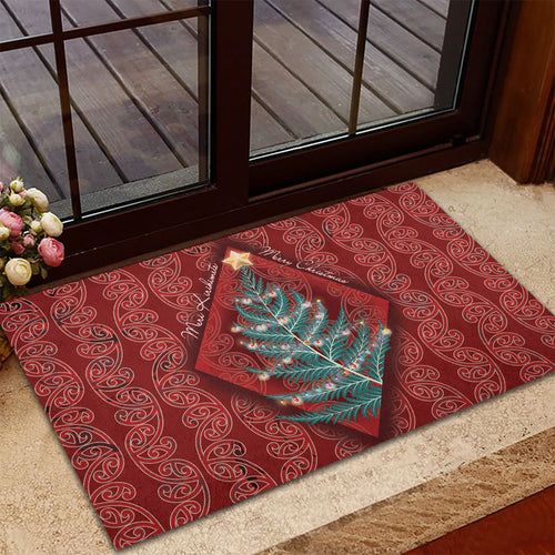 Aotearoa Maori Mangopare Meri Kirihimete Rubber Doormat Christmas Fern