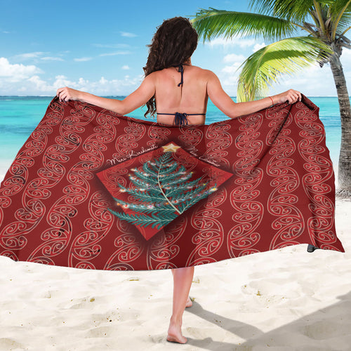 Aotearoa Maori Mangopare Meri Kirihimete Sarong Christmas Fern