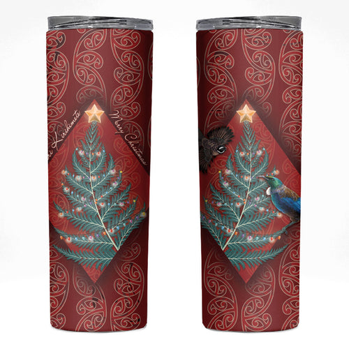 Aotearoa Maori Mangopare Meri Kirihimete Skinny Tumbler Christmas Fern