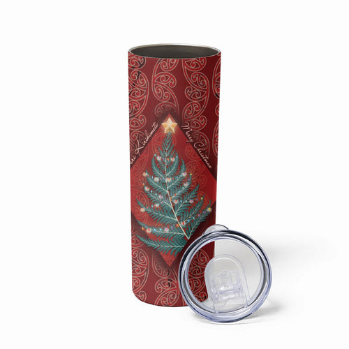 Aotearoa Maori Mangopare Meri Kirihimete Skinny Tumbler Christmas Fern