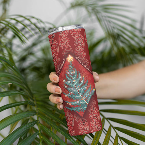 Aotearoa Maori Mangopare Meri Kirihimete Skinny Tumbler Christmas Fern