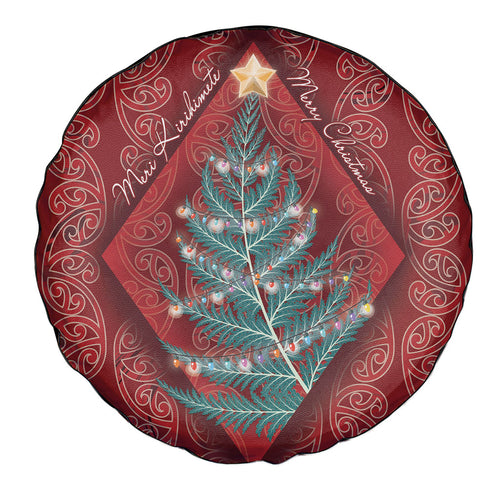 Aotearoa Maori Mangopare Meri Kirihimete Spare Tire Cover Christmas Fern