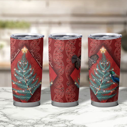 Aotearoa Maori Mangopare Meri Kirihimete Tumbler Cup Christmas Fern