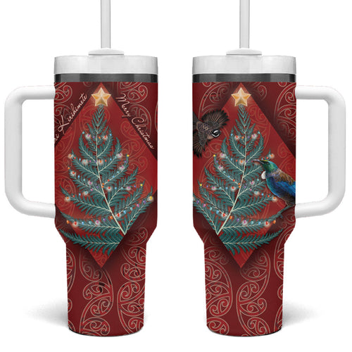 Aotearoa Maori Mangopare Meri Kirihimete Tumbler With Handle Christmas Fern