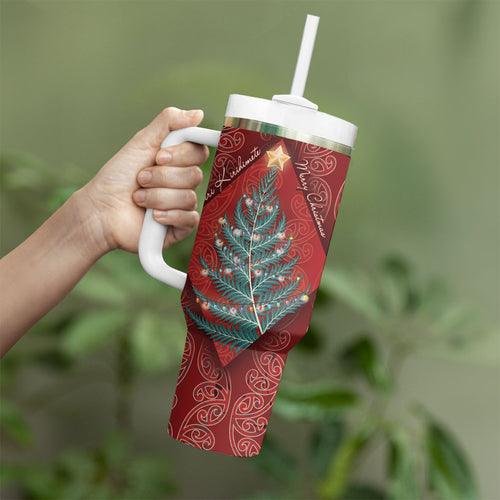 Aotearoa Maori Mangopare Meri Kirihimete Tumbler With Handle Christmas Fern