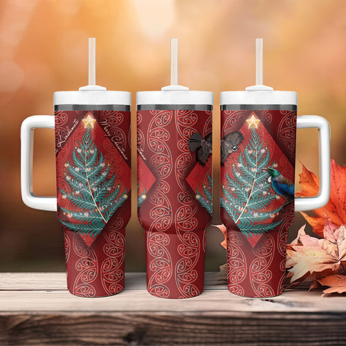 Aotearoa Maori Mangopare Meri Kirihimete Tumbler With Handle Christmas Fern