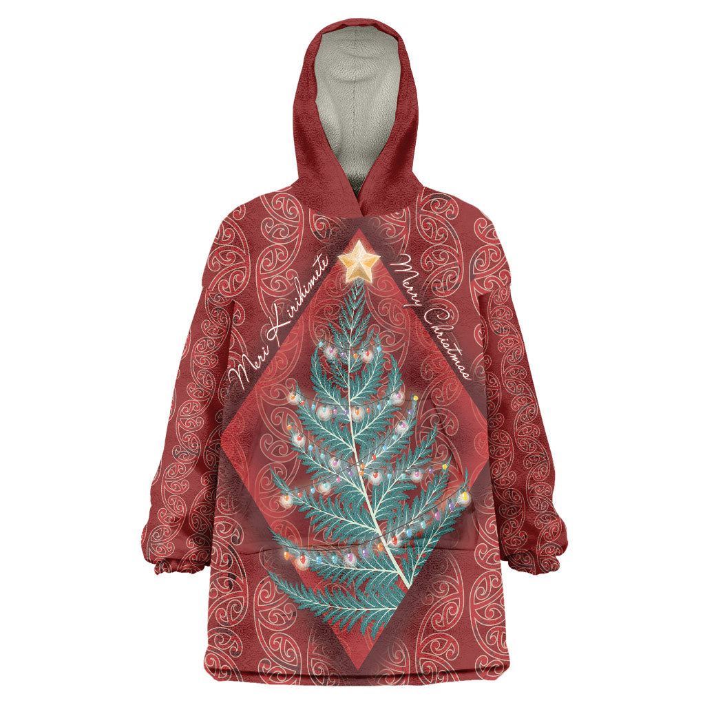 Aotearoa Maori Mangopare Meri Kirihimete Wearable Blanket Hoodie Christmas Fern