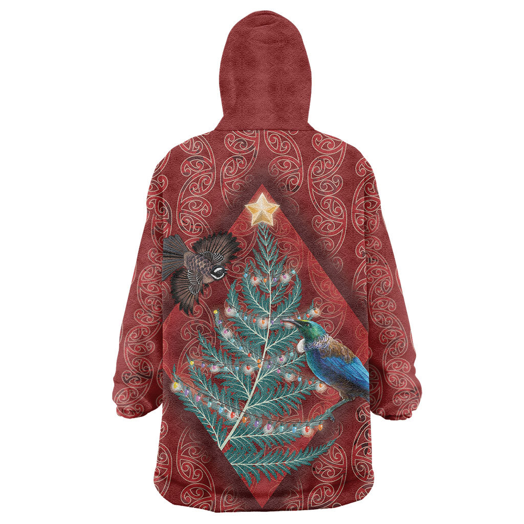 Aotearoa Maori Mangopare Meri Kirihimete Wearable Blanket Hoodie Christmas Fern