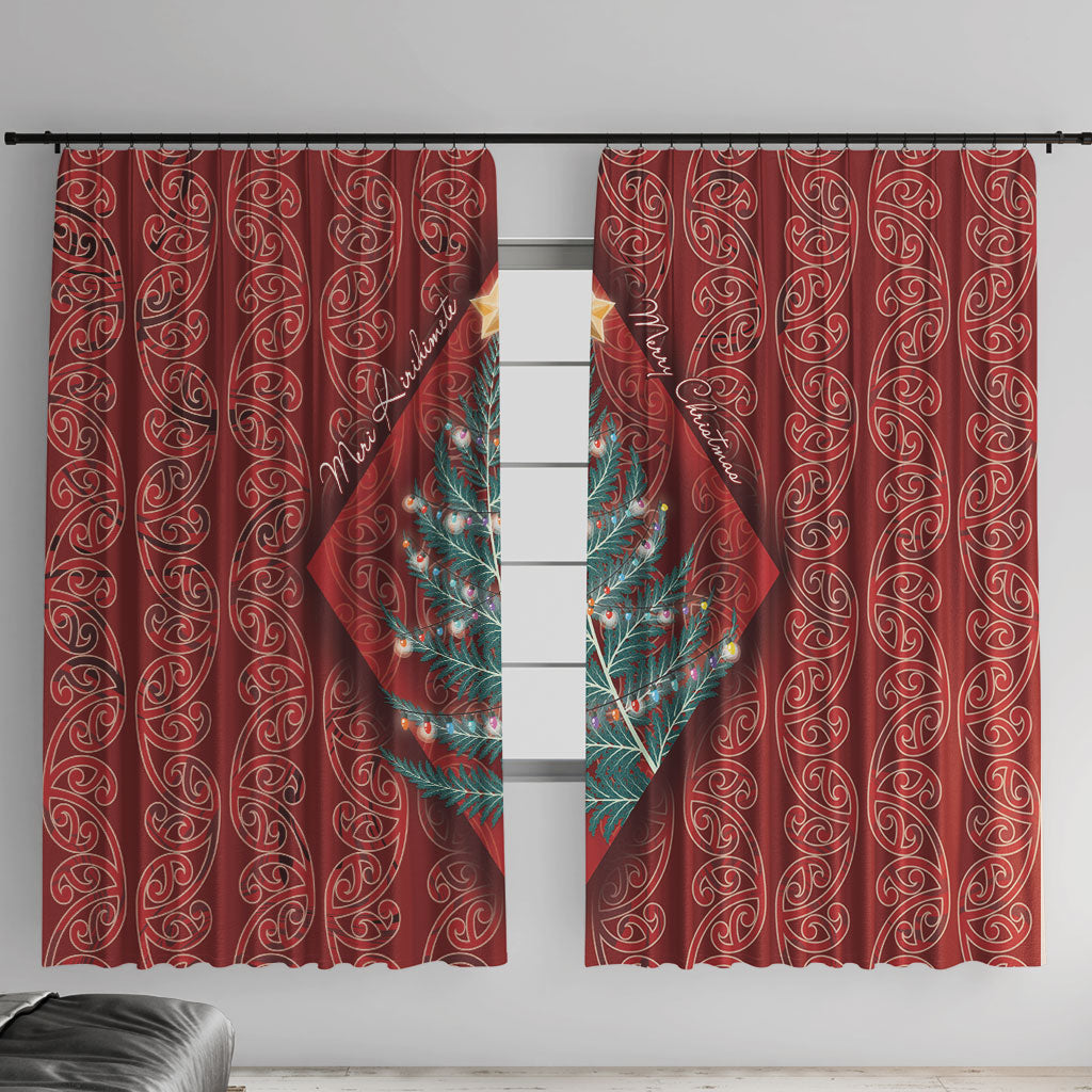 Aotearoa Maori Mangopare Meri Kirihimete Window Curtain Christmas Fern
