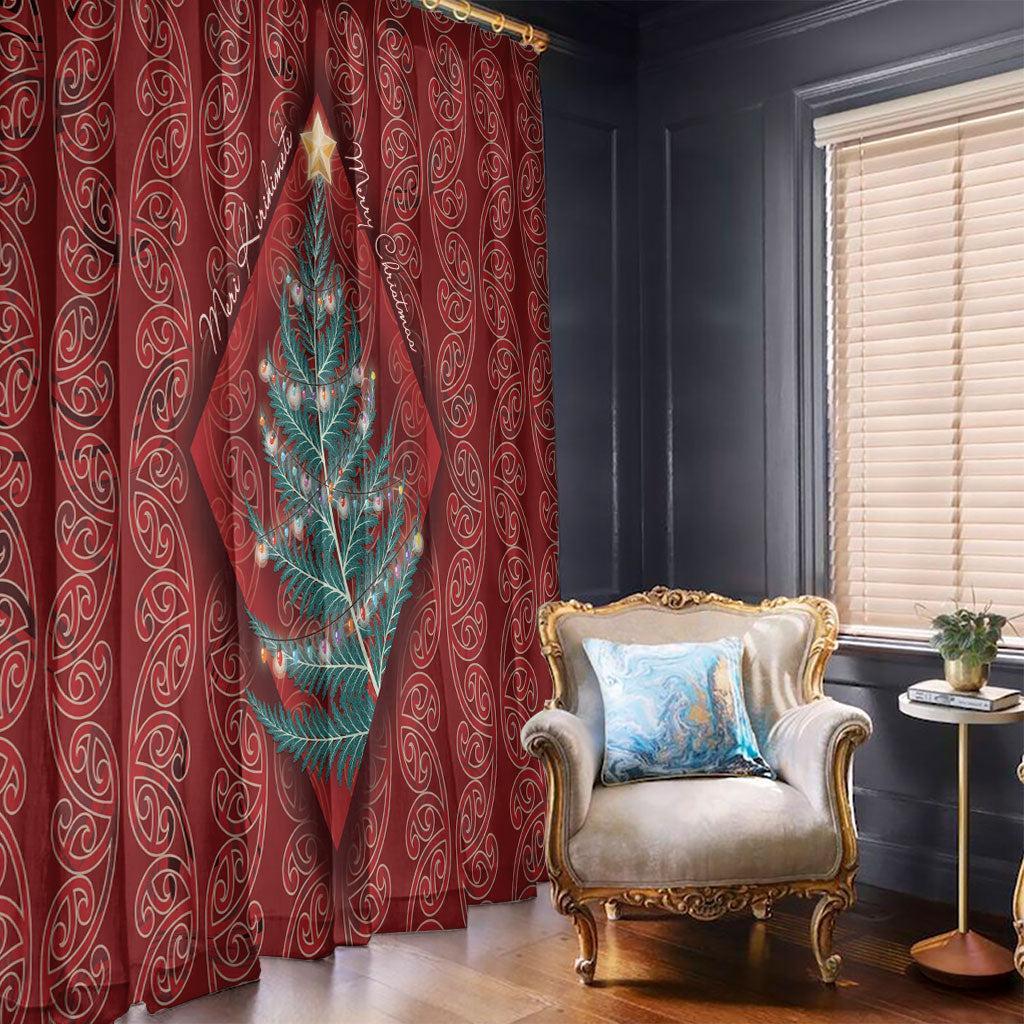 Aotearoa Maori Mangopare Meri Kirihimete Window Curtain Christmas Fern