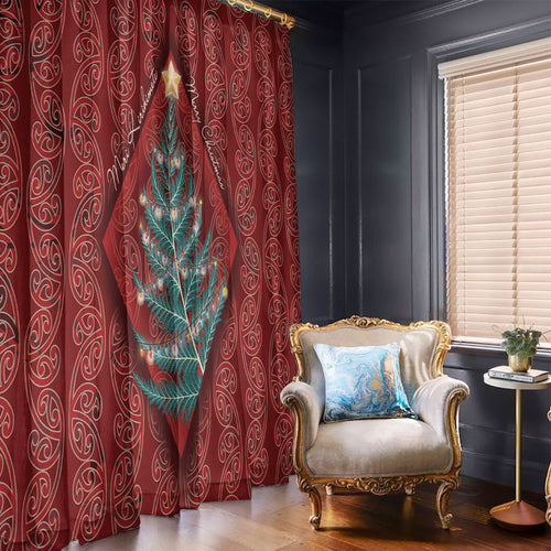 Aotearoa Maori Mangopare Meri Kirihimete Window Curtain Christmas Fern