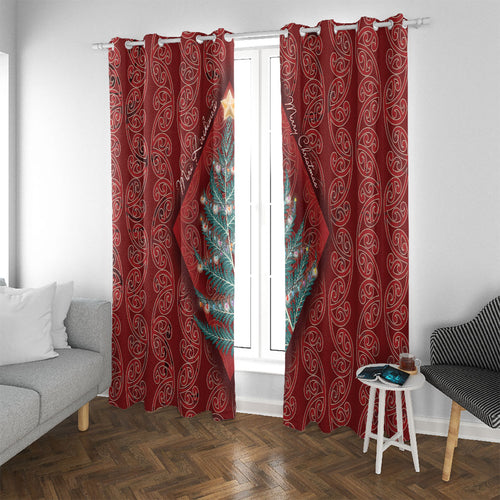 Aotearoa Maori Mangopare Meri Kirihimete Window Curtain Christmas Fern