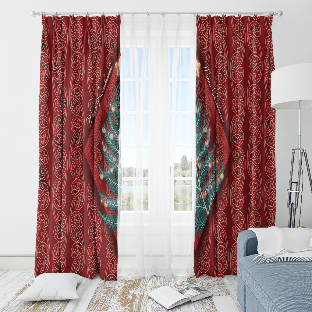 Aotearoa Maori Mangopare Meri Kirihimete Window Curtain Christmas Fern