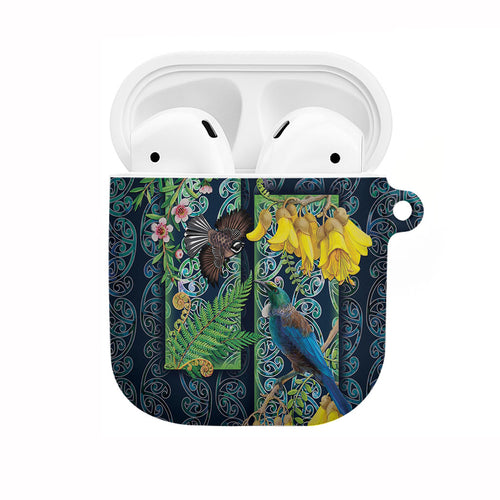 Aotearoa Maori Mangopare Christmas AirPods Case Pikawakawa and Tui