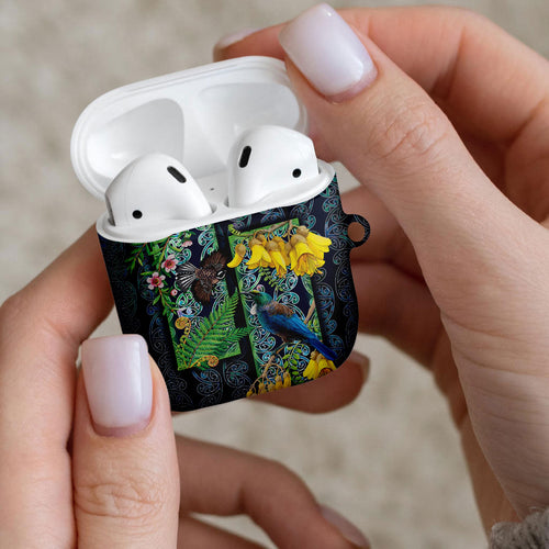 Aotearoa Maori Mangopare Christmas AirPods Case Pikawakawa and Tui