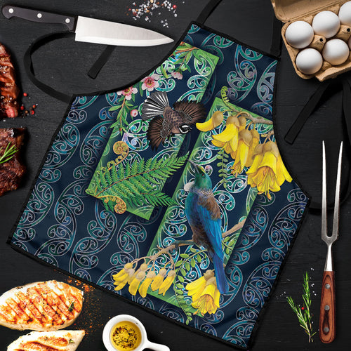 Aotearoa Maori Mangopare Christmas Apron Pikawakawa and Tui