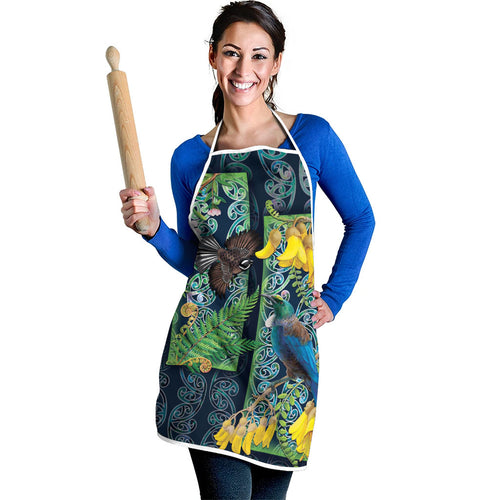 Aotearoa Maori Mangopare Christmas Apron Pikawakawa and Tui