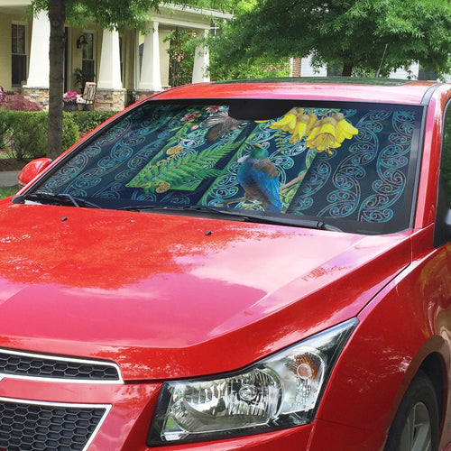 Aotearoa Maori Mangopare Christmas Auto Sun Shade Pikawakawa and Tui