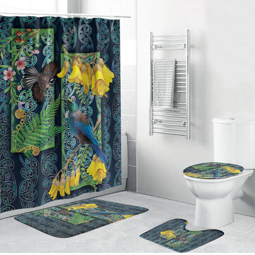 Aotearoa Maori Mangopare Christmas Bathroom Set Pikawakawa and Tui