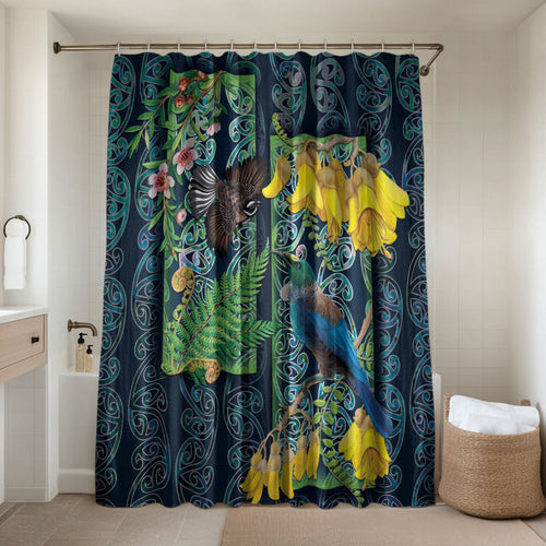 Aotearoa Maori Mangopare Christmas Bathroom Set Pikawakawa and Tui