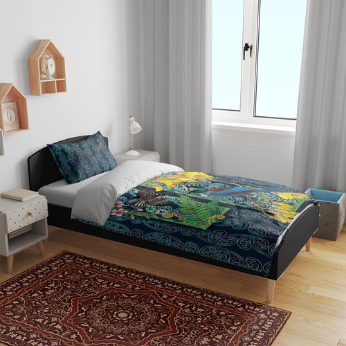 Aotearoa Maori Mangopare Christmas Bedding Set Pikawakawa and Tui