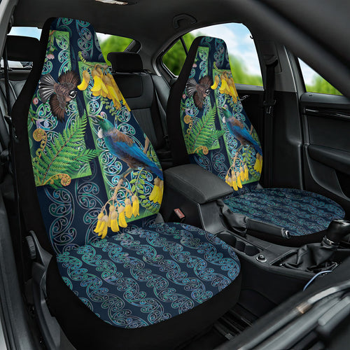 Aotearoa Maori Mangopare Christmas Car Seat Cover Pikawakawa and Tui
