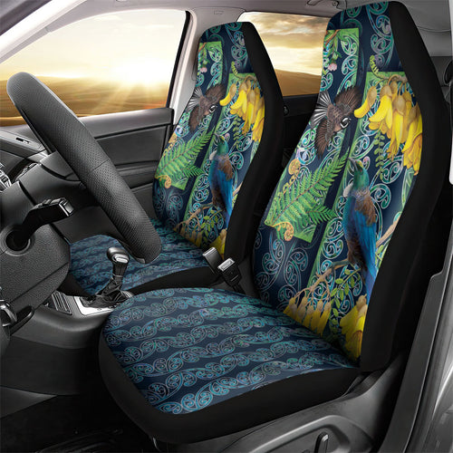 Aotearoa Maori Mangopare Christmas Car Seat Cover Pikawakawa and Tui