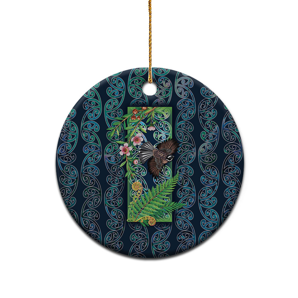 Aotearoa Maori Mangopare Christmas Ceramic Ornament Pikawakawa and Tui