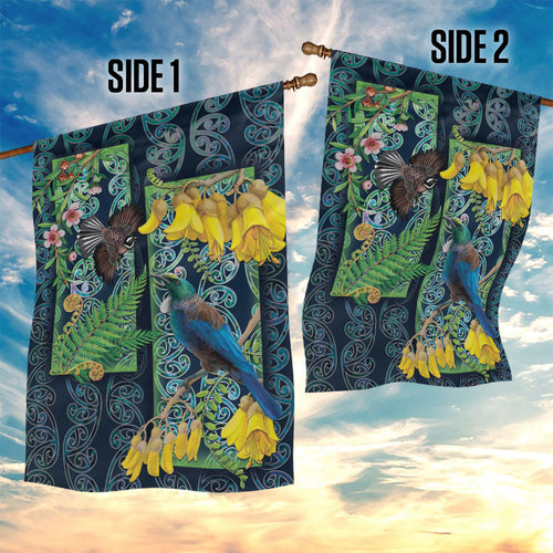 Aotearoa Maori Mangopare Christmas Garden Flag Pikawakawa and Tui