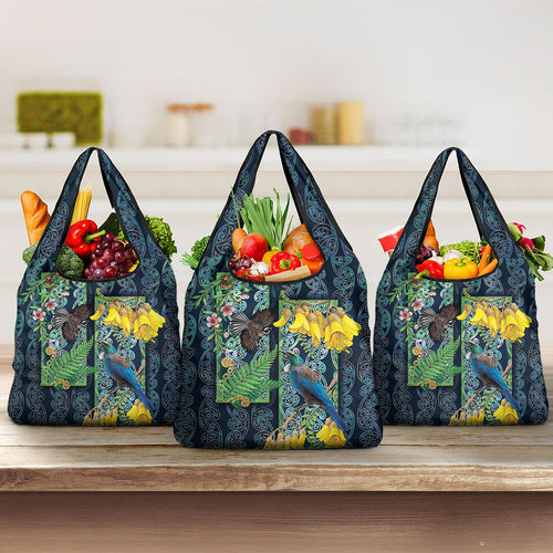 Aotearoa Maori Mangopare Christmas Grocery Bag Pikawakawa and Tui