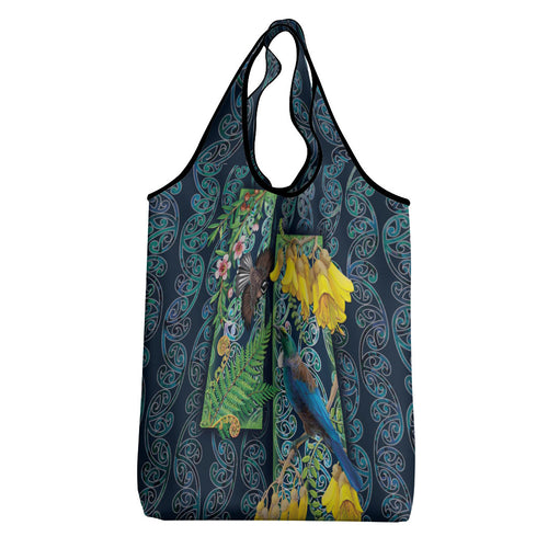 Aotearoa Maori Mangopare Christmas Grocery Bag Pikawakawa and Tui