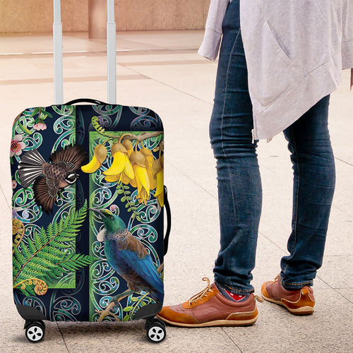 Aotearoa Maori Mangopare Christmas Luggage Cover Pikawakawa and Tui