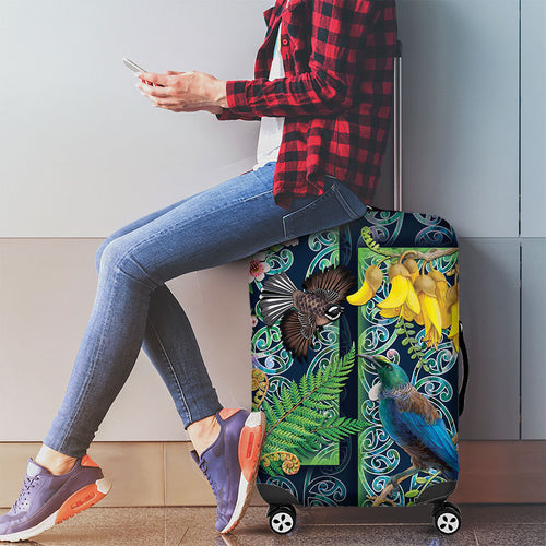 Aotearoa Maori Mangopare Christmas Luggage Cover Pikawakawa and Tui