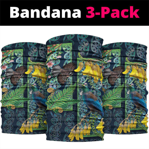 Aotearoa Maori Mangopare Christmas Neck Gaiter Pikawakawa and Tui