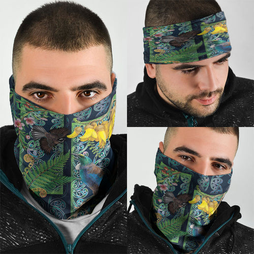 Aotearoa Maori Mangopare Christmas Neck Gaiter Pikawakawa and Tui