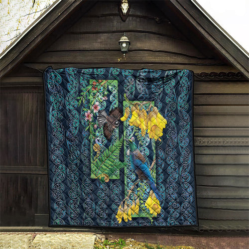 Aotearoa Maori Mangopare Christmas Quilt Pikawakawa and Tui