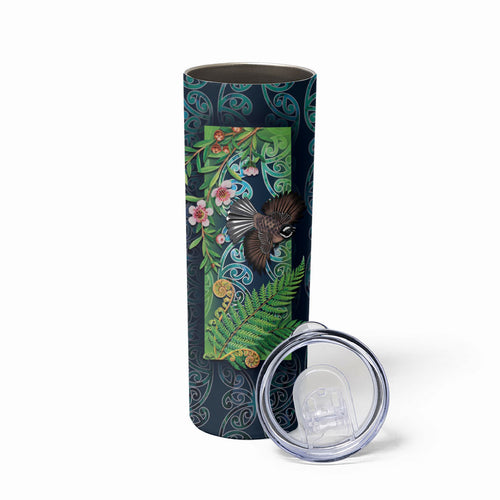 Aotearoa Maori Mangopare Christmas Skinny Tumbler Pikawakawa and Tui