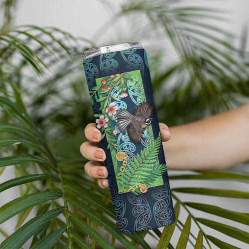 Aotearoa Maori Mangopare Christmas Skinny Tumbler Pikawakawa and Tui