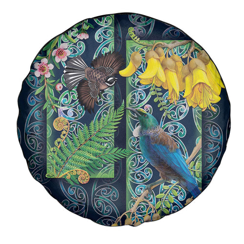 Aotearoa Maori Mangopare Christmas Spare Tire Cover Pikawakawa and Tui