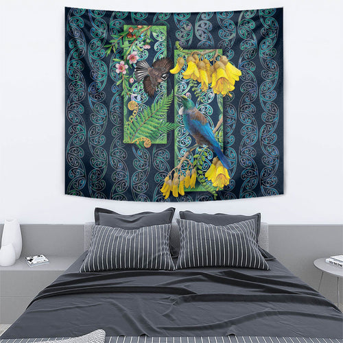 Aotearoa Maori Mangopare Christmas Tapestry Pikawakawa and Tui