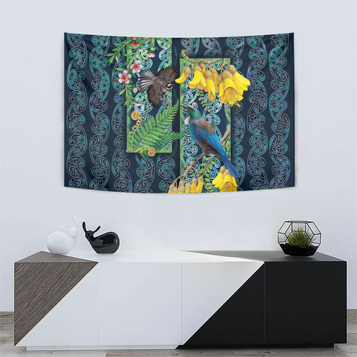 Aotearoa Maori Mangopare Christmas Tapestry Pikawakawa and Tui