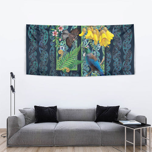 Aotearoa Maori Mangopare Christmas Tapestry Pikawakawa and Tui
