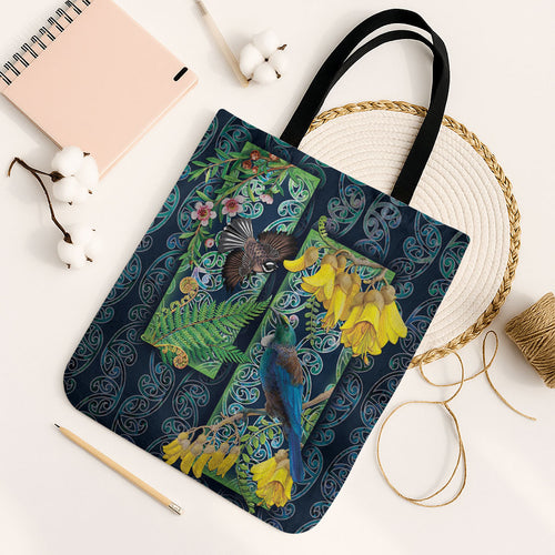 Aotearoa Maori Mangopare Christmas Tote Bag Pikawakawa and Tui