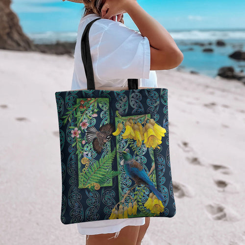 Aotearoa Maori Mangopare Christmas Tote Bag Pikawakawa and Tui