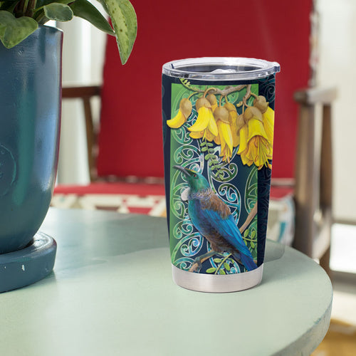 Aotearoa Maori Mangopare Christmas Tumbler Cup Pikawakawa and Tui