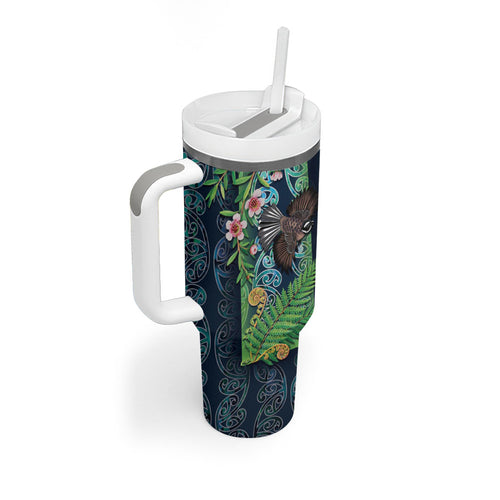 Aotearoa Maori Mangopare Christmas Tumbler With Handle Pikawakawa and Tui
