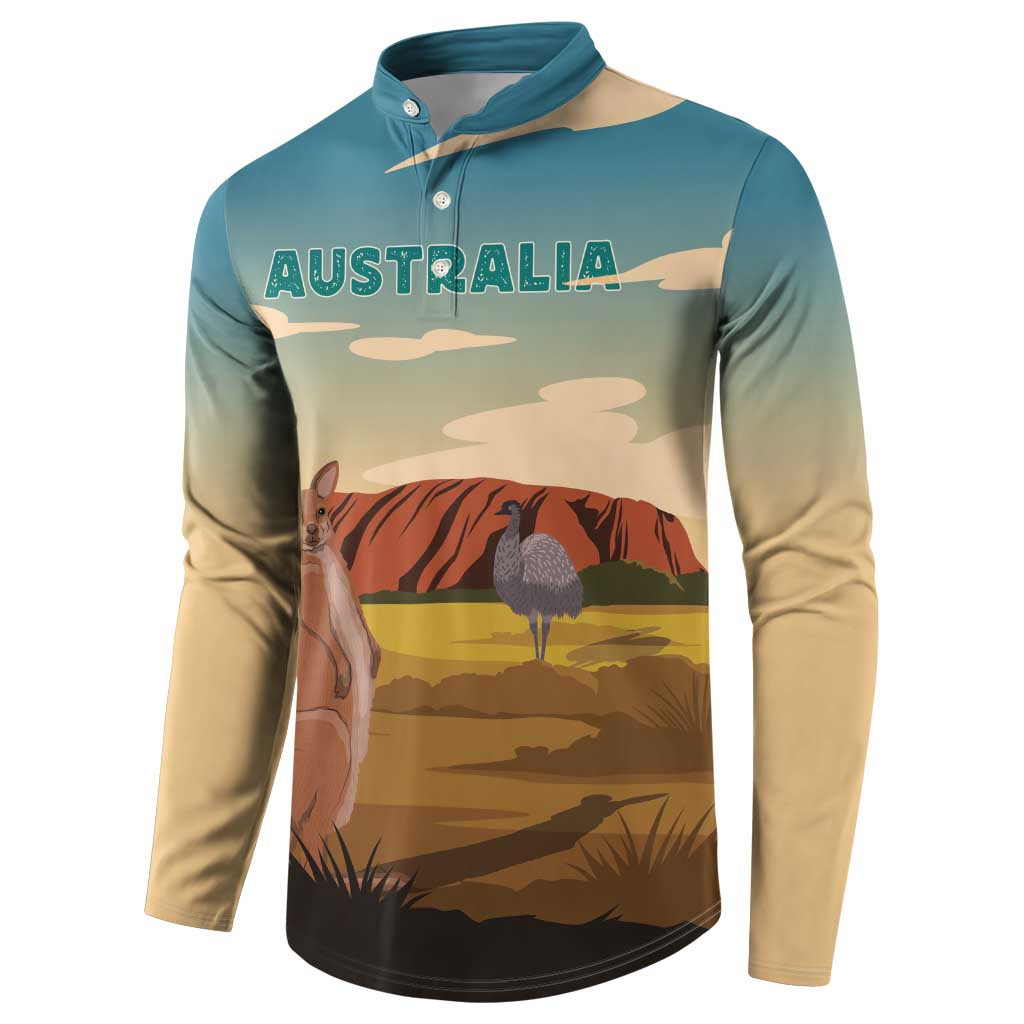 Australia Personalized Button Sweatshirt Uluru Scenery