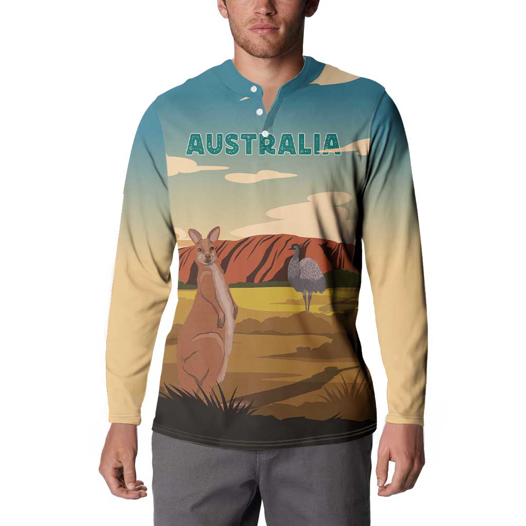 Australia Personalized Button Sweatshirt Uluru Scenery