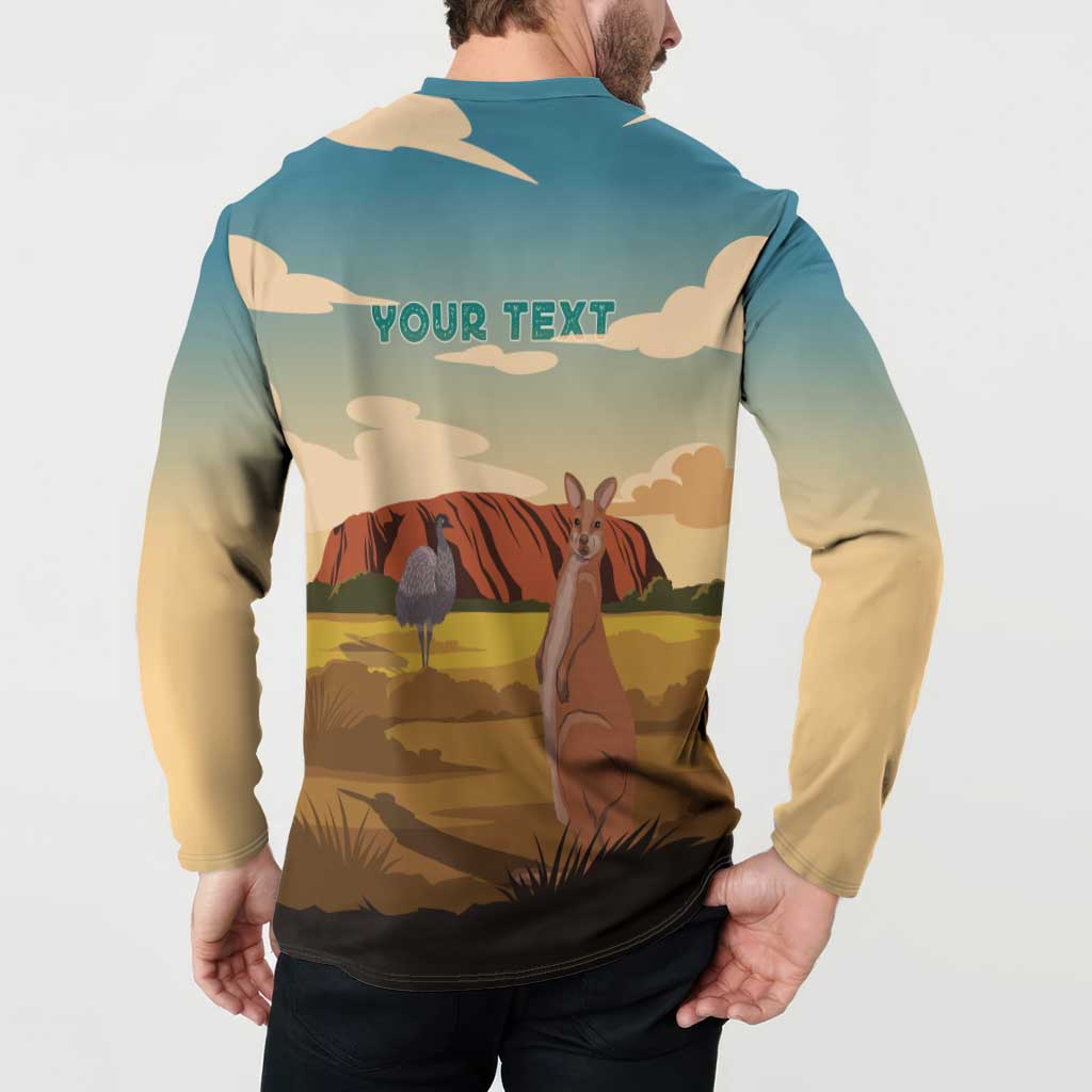 Australia Personalized Button Sweatshirt Uluru Scenery