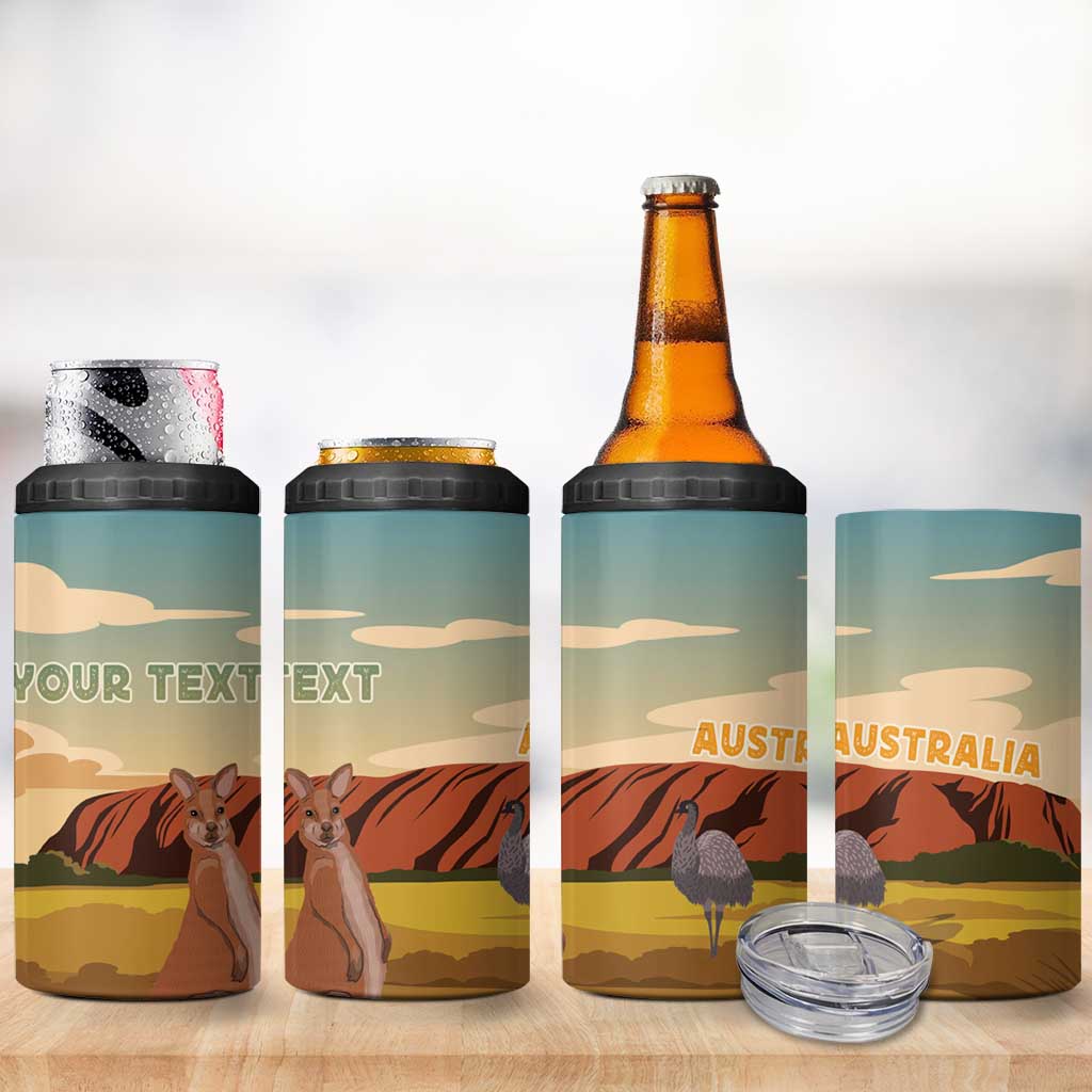 Australia Personalized 4 in 1 Can Cooler Tumbler Uluru Scenery